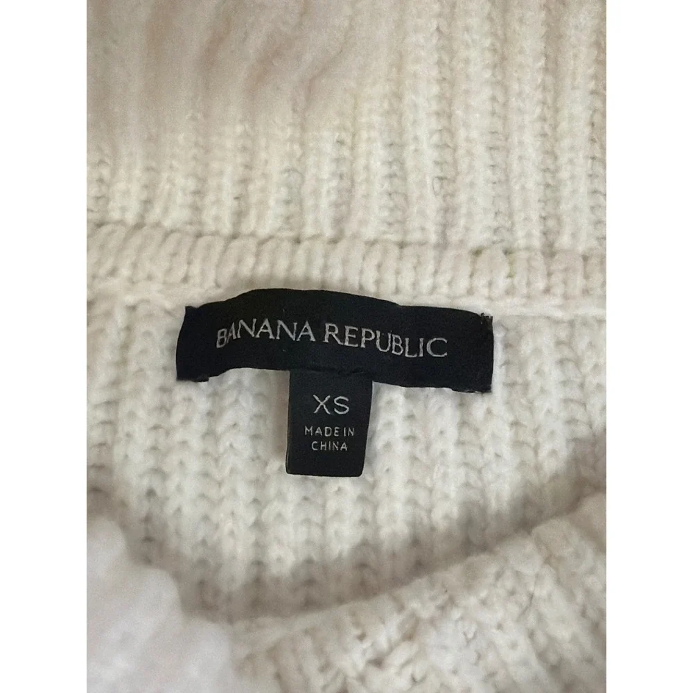 Banana Republic Cream Cable Knit Turtleneck Sweater XS Women‎ Merino Wool Alpaca